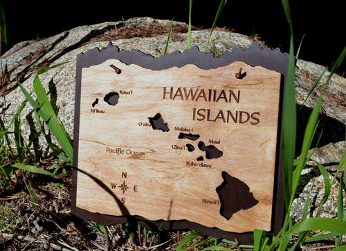 Hawaiian Islands Wood Map