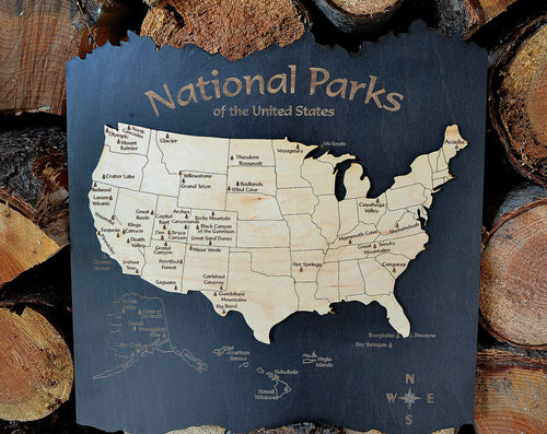 National Parks of the US Wood Map